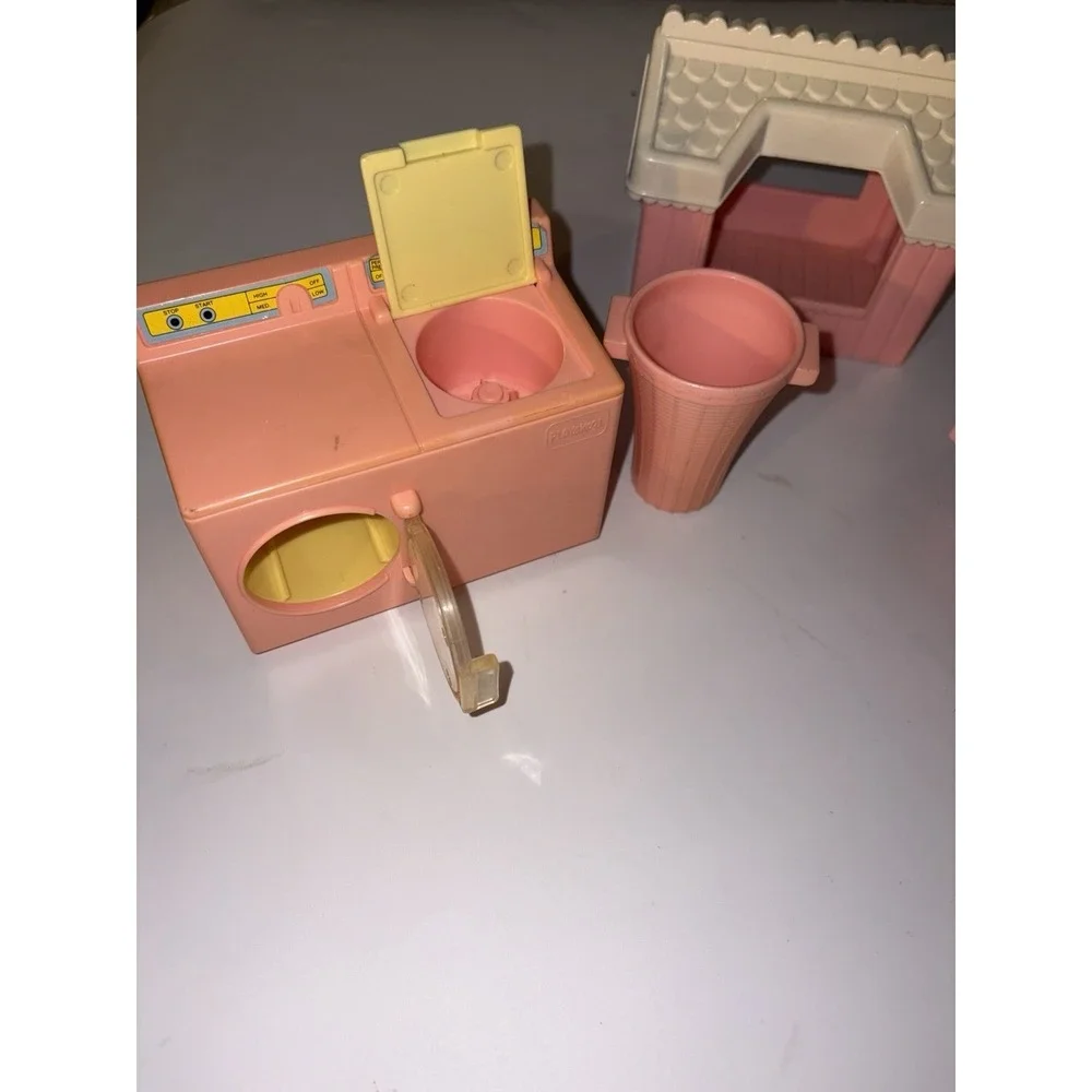Misc Lot Vtg Playskool Dollhouse Furniture Victorian 90s Washer Piano Dog House